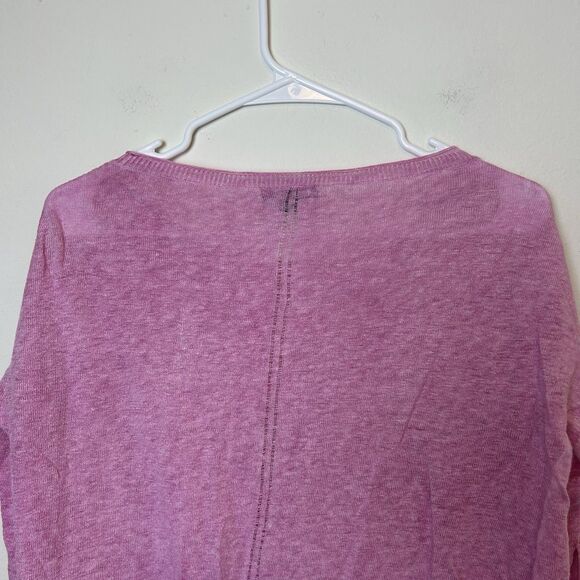 J. Crew Linen Short Women’s XS Pink Burnout Raglan Round Neck Lightweight Casual - Picture 6 of 10